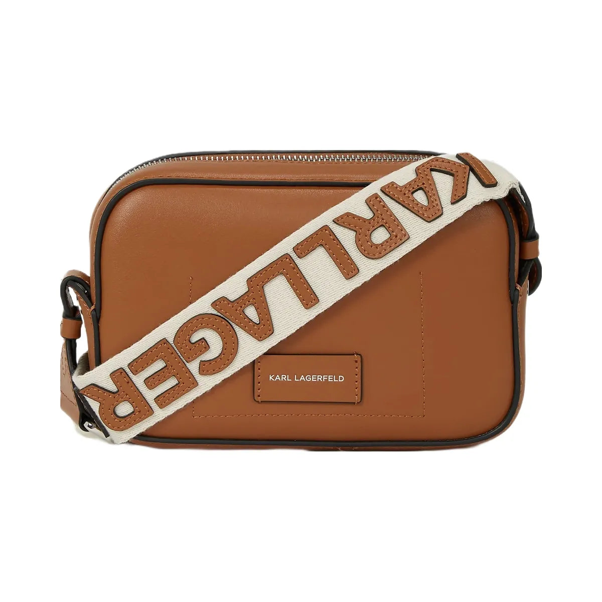 Karl Lagerfeld Circle Perforated Crossbody Bag Dark Tan