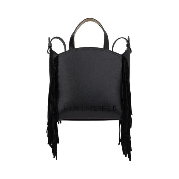 Karl Lagerfeld Circle Small Fringe Tote Bag Black Nickel