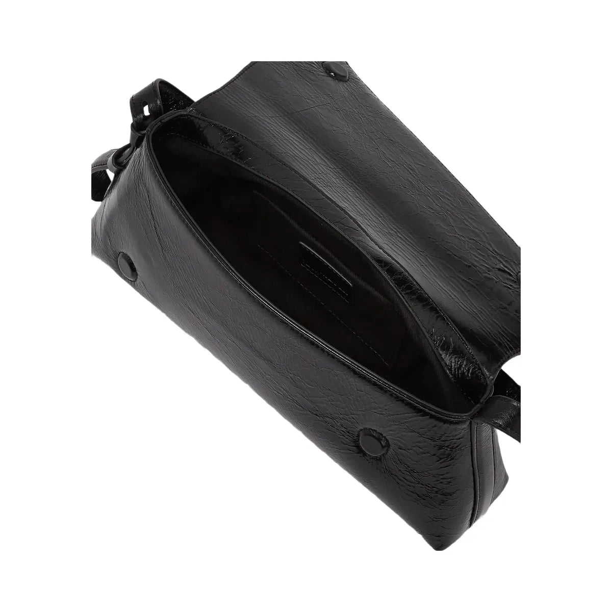 Karl Lagerfeld Geo High-Shine Flap Bag Black
