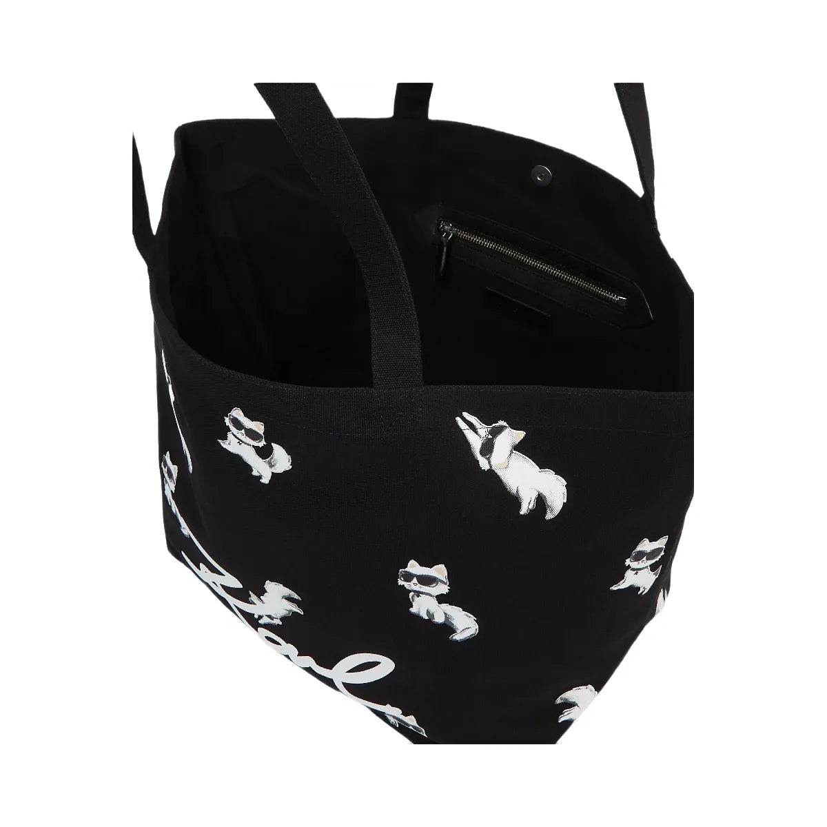 Karl Lagerfeld Ikon Choupette Print Shopper Black