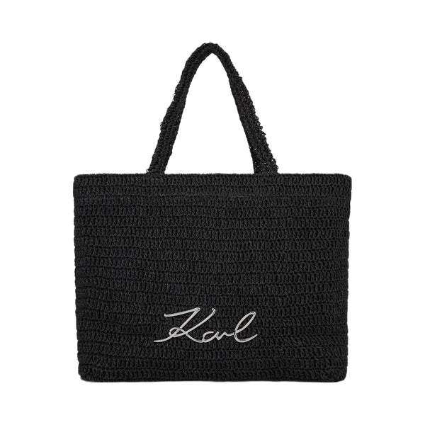 Karl Lagerfeld Signature Crochet Beach Bag Black