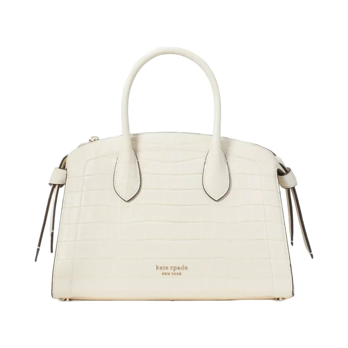 Kate Spade Knott Croc-embossed Medium Zip-top Satchel Halo White