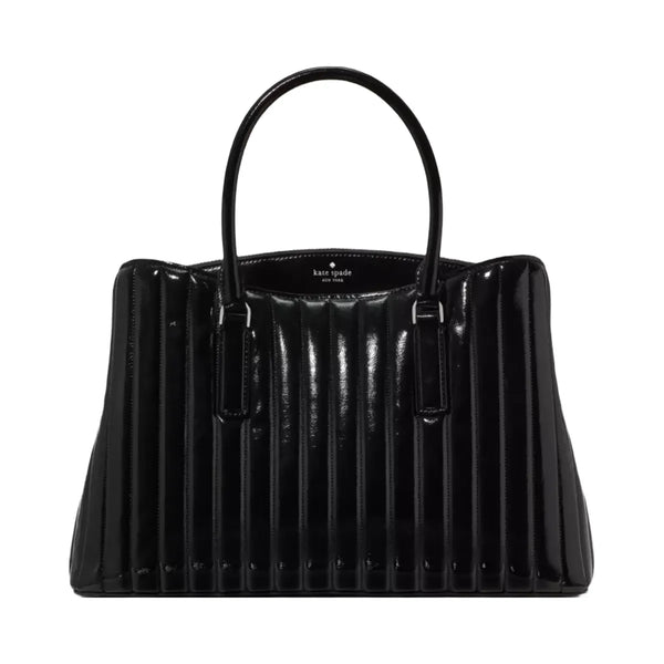 Kate Spade Thompson Street Shiny Quilted Satchel Bag Black