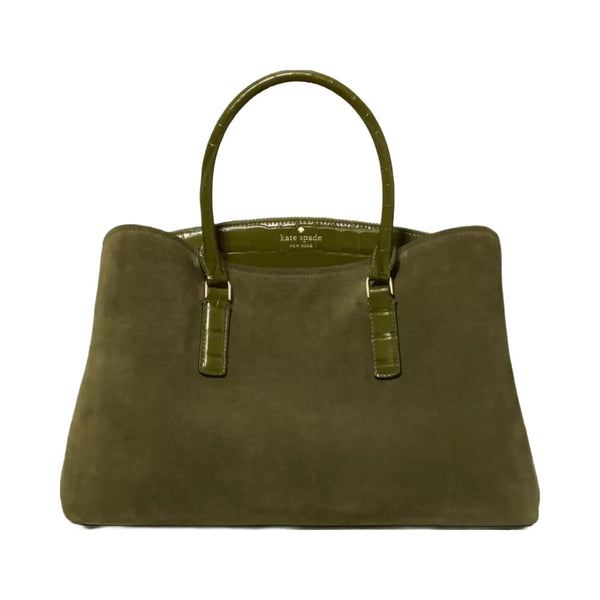 Kate Spade Thompson Street Suede And Croc Embossed Satchel Bag Enchanted Green