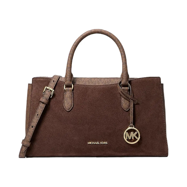 Michael Kors Arden Medium Signature Logo Top-Zip Satchel Nutmeg