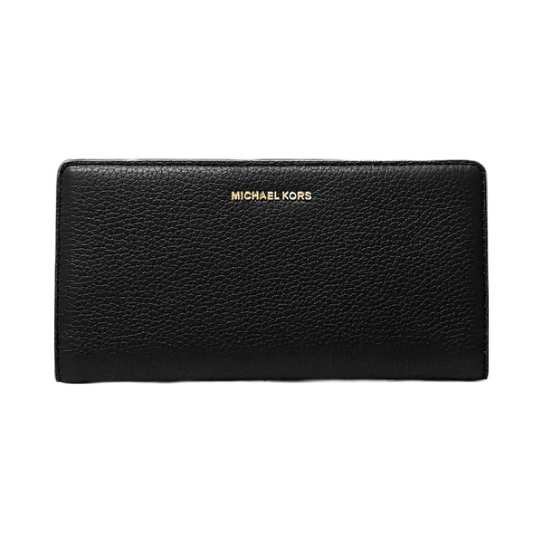 Michael Kors Bryant Large Pebbled Leather Snap-Front Wallet Black