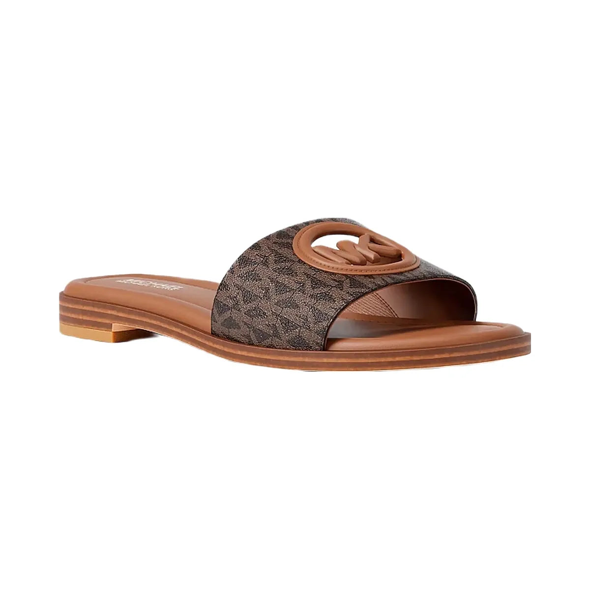 Michael Kors Carissa Signature Logo Slide Sandal Brown Multi