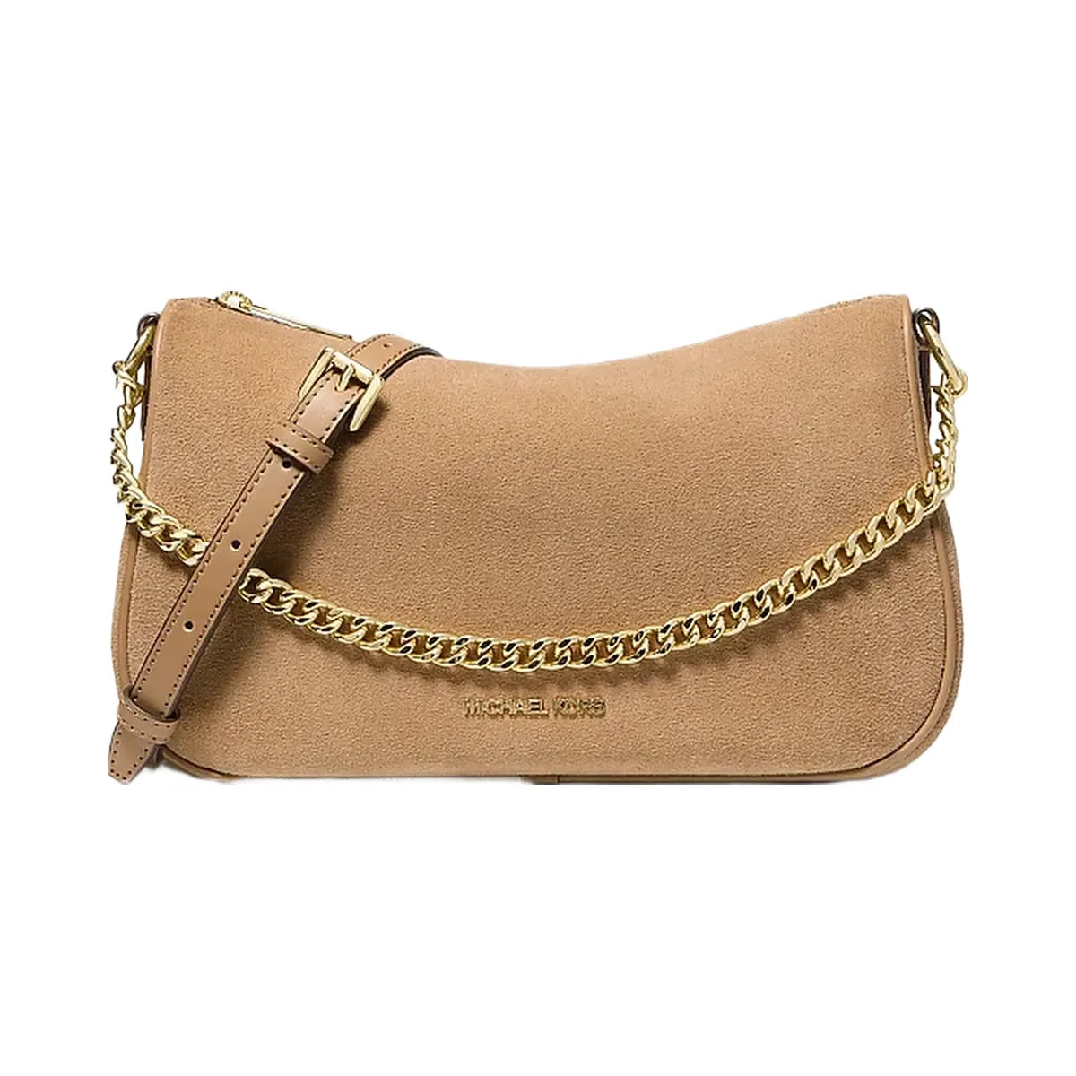 Michael Kors Carmela Medium Suede Convertible Crossbody Bag Camel