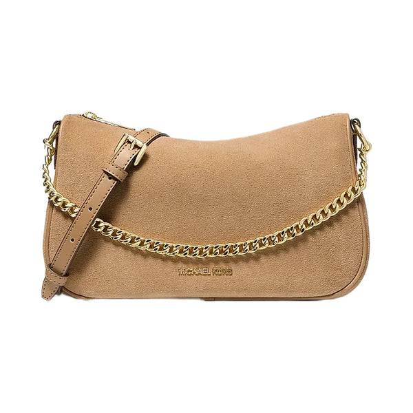 Michael Kors Carmela Medium Suede Convertible Crossbody Bag Camel