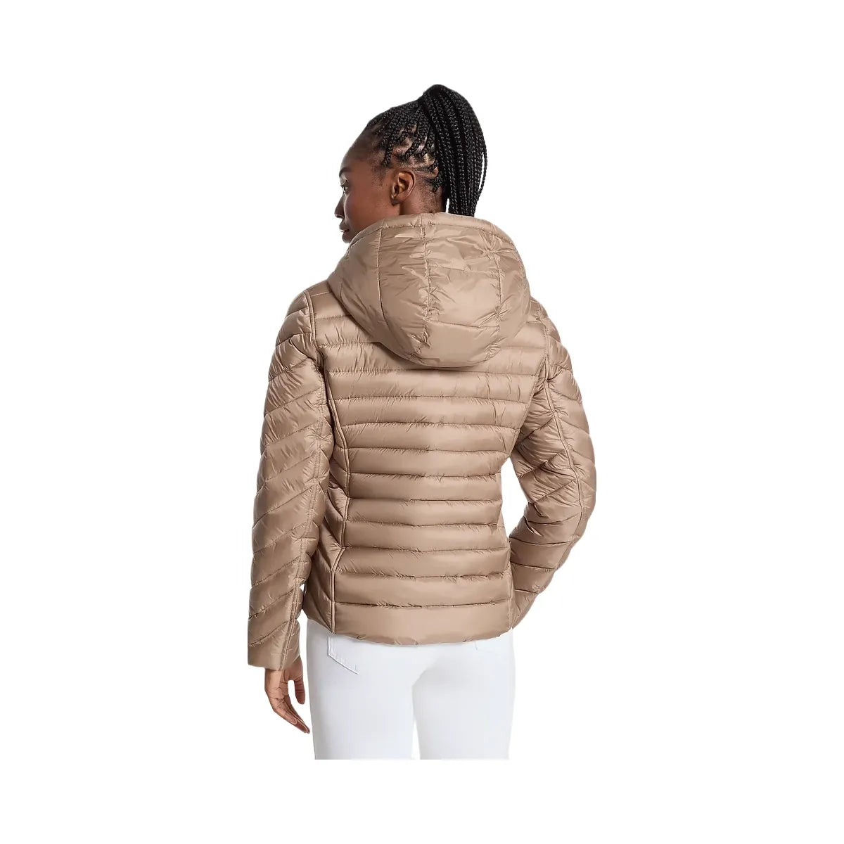Michael Kors Chevron Logo Print Quilted Nylon Reversible Jacket Taupe/Bone Logo
