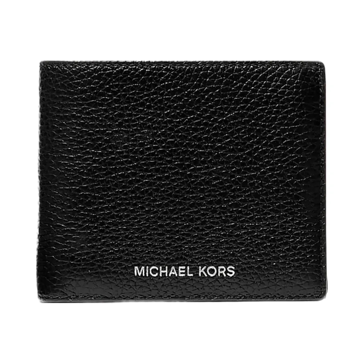 Michael Kors Cooper Pebbled Leather Billfold Wallet With Coin Pouch Black