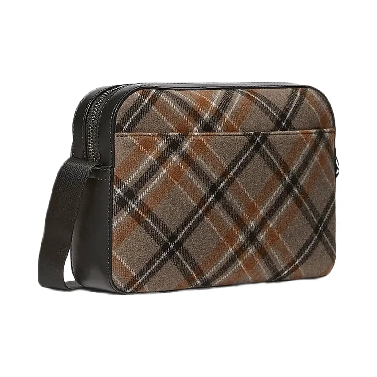 Michael Kors Cooper Plaid Wool Blend Flight Bag Mushroom
