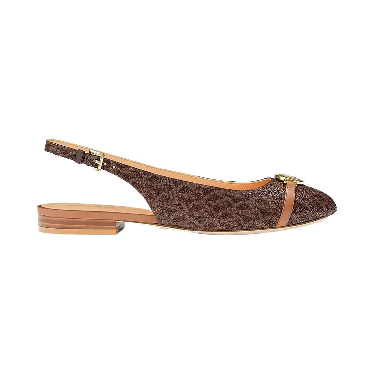 Michael Kors Dori Signature Logo Slingback Flat Brown Multi