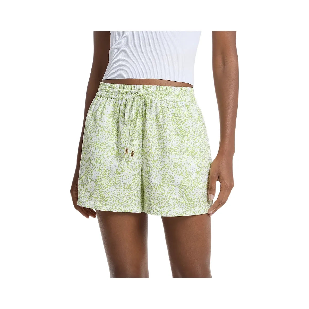 Michael Kors Floral Print Linen Blend Shorts Lime