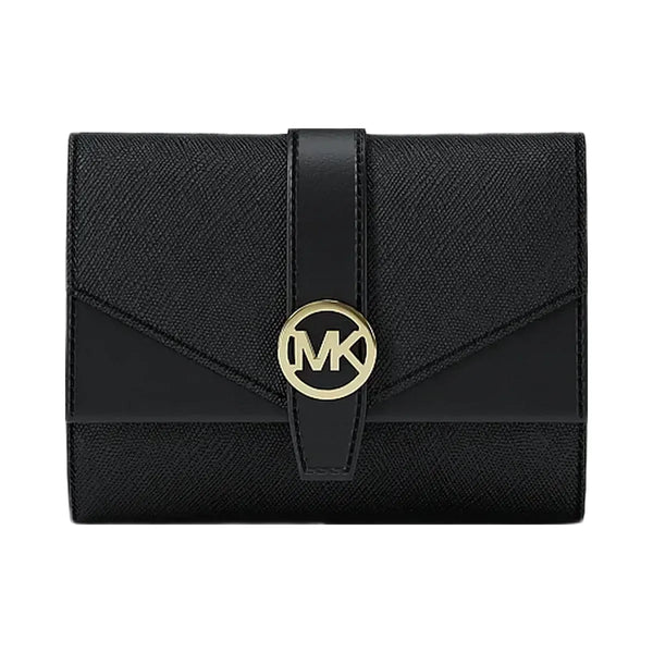 Michael Kors Greenwich Medium Saffiano Leather Trifold Wallet Black