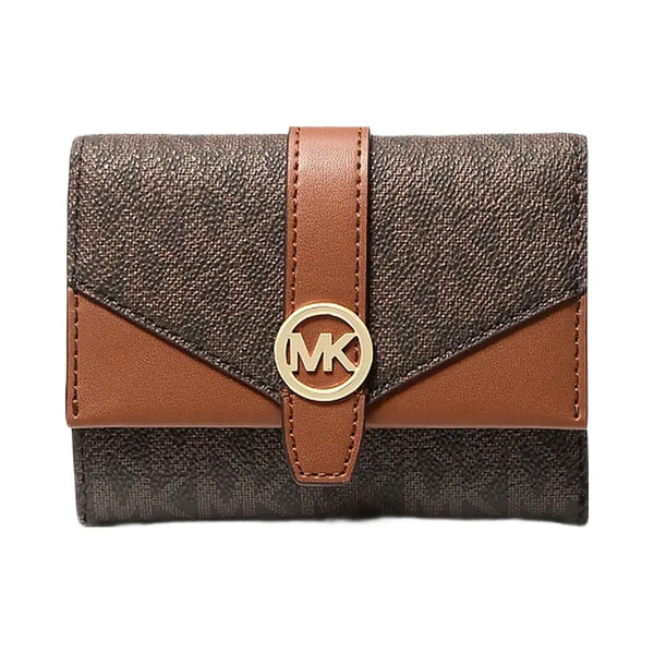 Michael Kors Greenwich Medium Signature Logo Trifold Wallet Brown