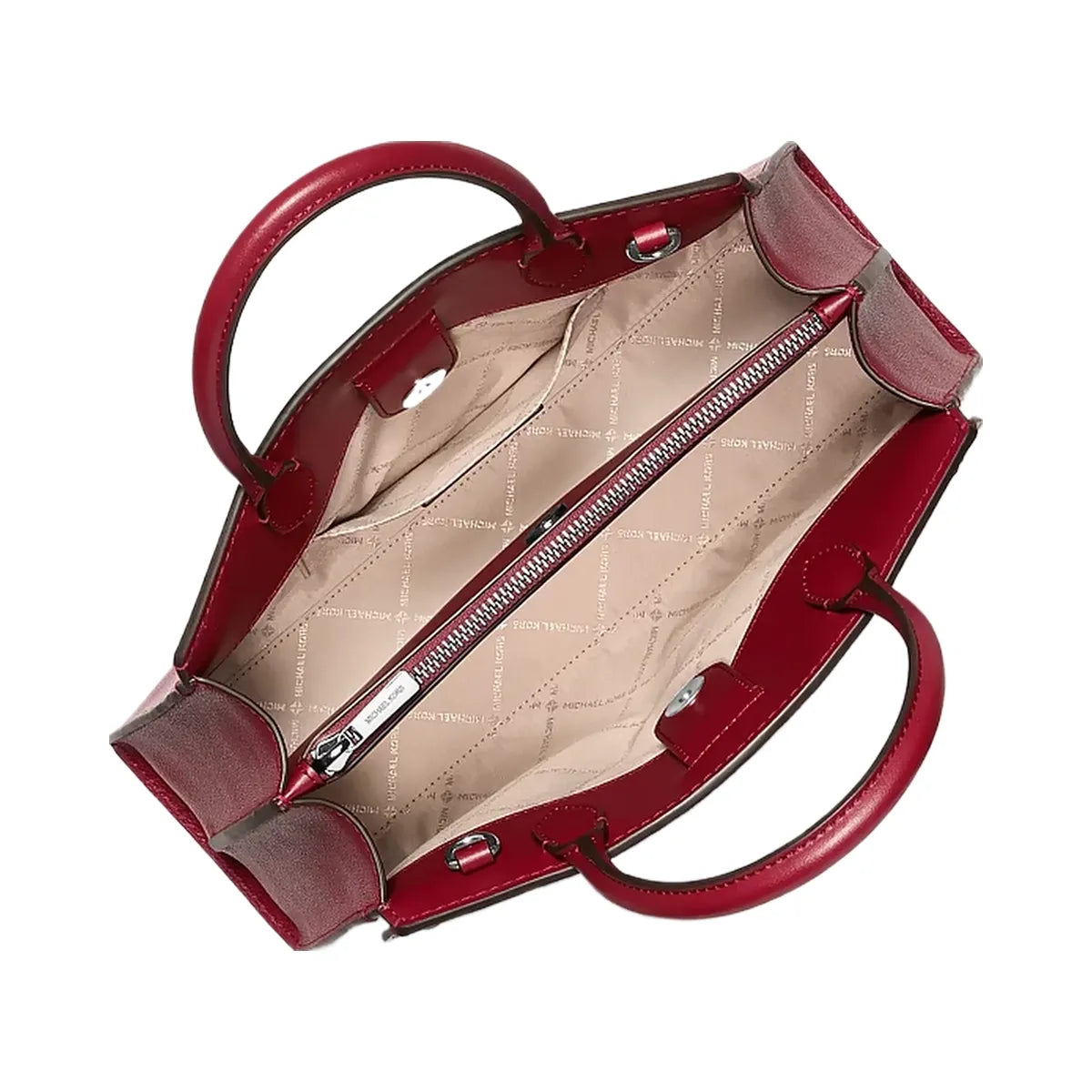 Michael Kors Greta Medium Leather Satchel Maroon