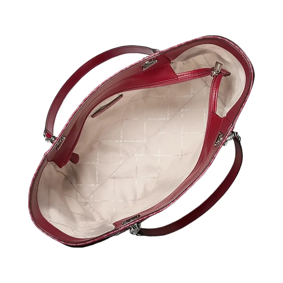 Michael Kors Jet Set Large Signature Logo Shoulder Bag Maroon