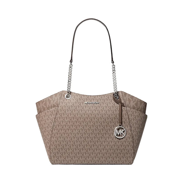 Michael Kors Jet Set Large Signature Logo Shoulder Bag Mushroom