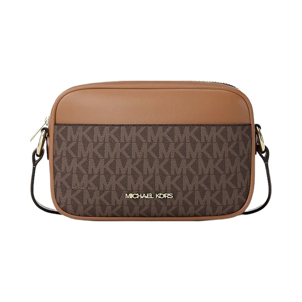 Michael Kors Jet Set Small Signature Logo Camera Crossbody Bag Brown