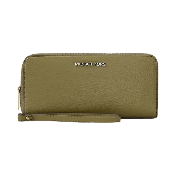 Michael Kors Jet Set Travel Large Pebbled Leather Wristlet Oregano