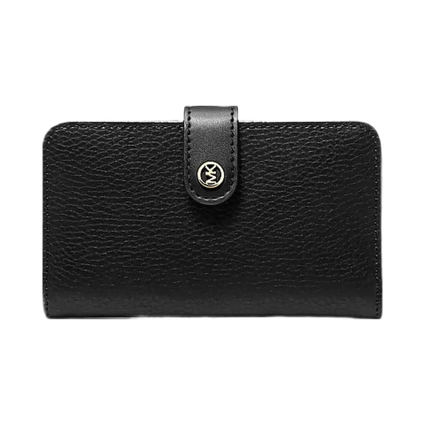 Michael Kors Jet Set Travel Medium Pebbled Leather Billfold Wallet Black