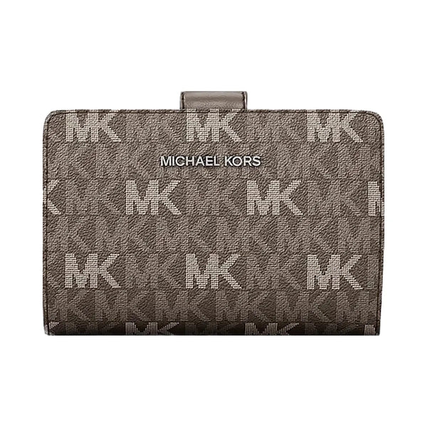 Michael Kors Jet Set Travel Medium Signature Logo Billfold Wallet Mushroom