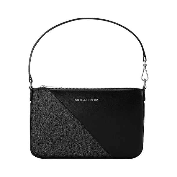 Michael Kors Jet Set Travel Small Signature Logo and Smooth Wristlet Black