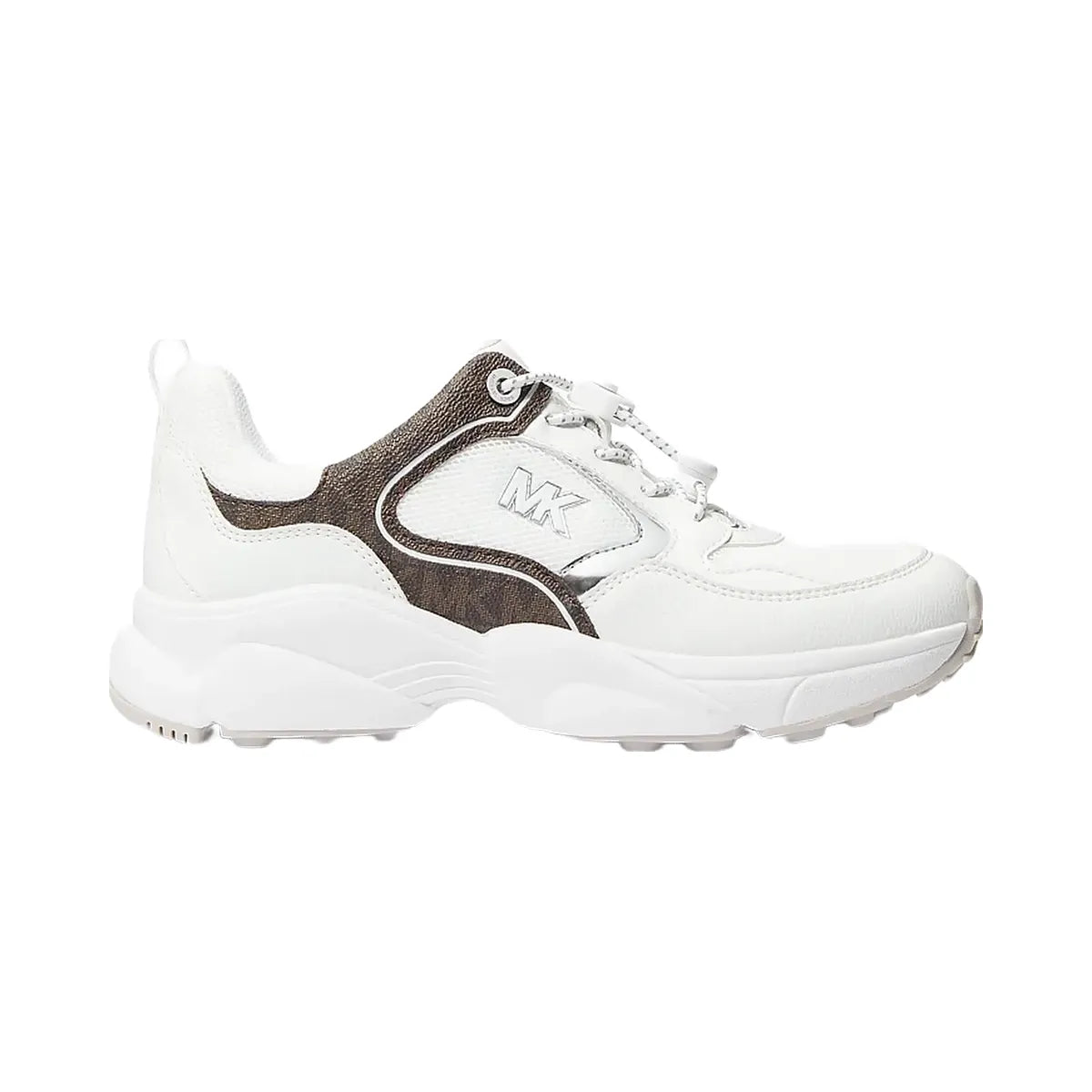 Michael Kors Jett Mixed-Media Trainer Op Wht/Brown