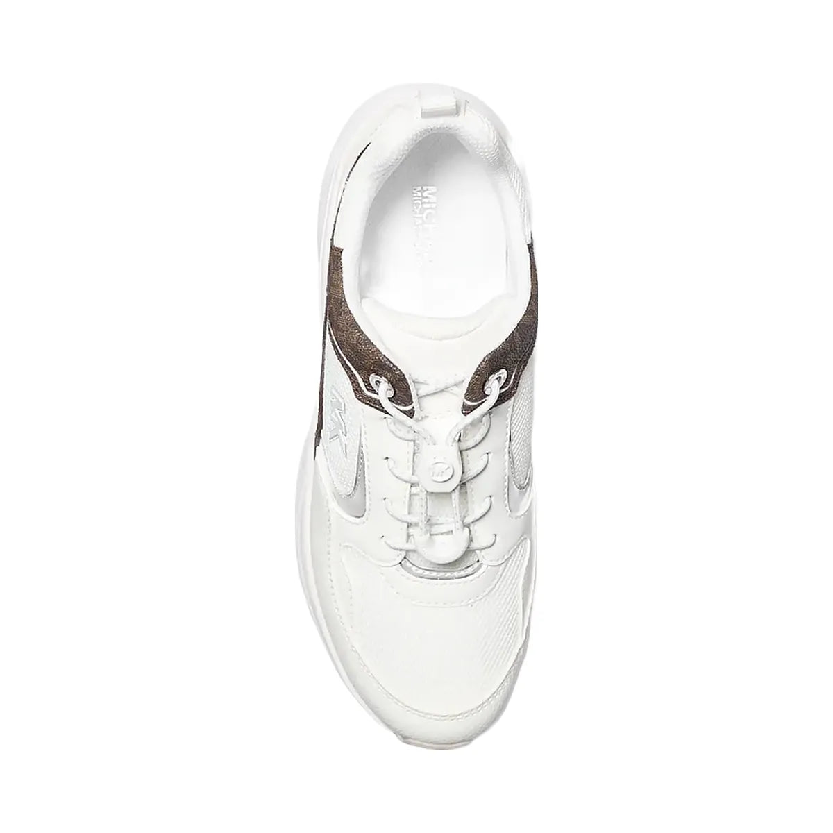 Michael Kors Jett Mixed-Media Trainer Op Wht/Brown