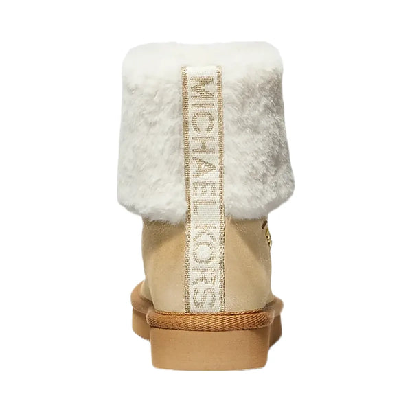Michael Kors Julia Faux Fur Trim Metallic Leather Boot Pale Gold