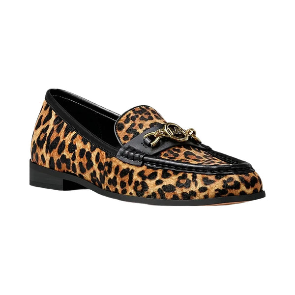 Michael Kors Kacey Leopard Print Calf Hair Loafer Dk Camel Mlt
