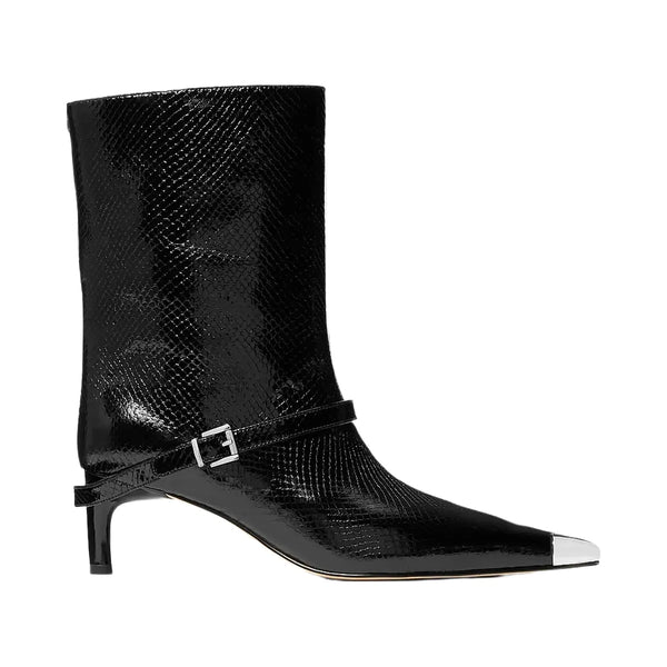 Michael Kors Kasia Snake Embossed Leather Buckle Boot Black