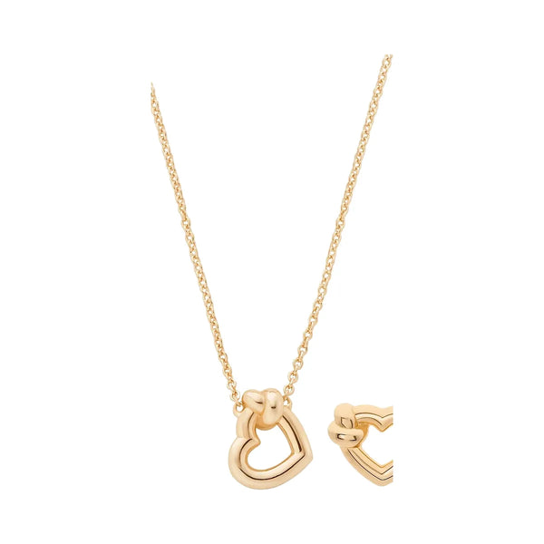 Michael Kors Knotted Heart Necklace and Earrings Gift Set Gold