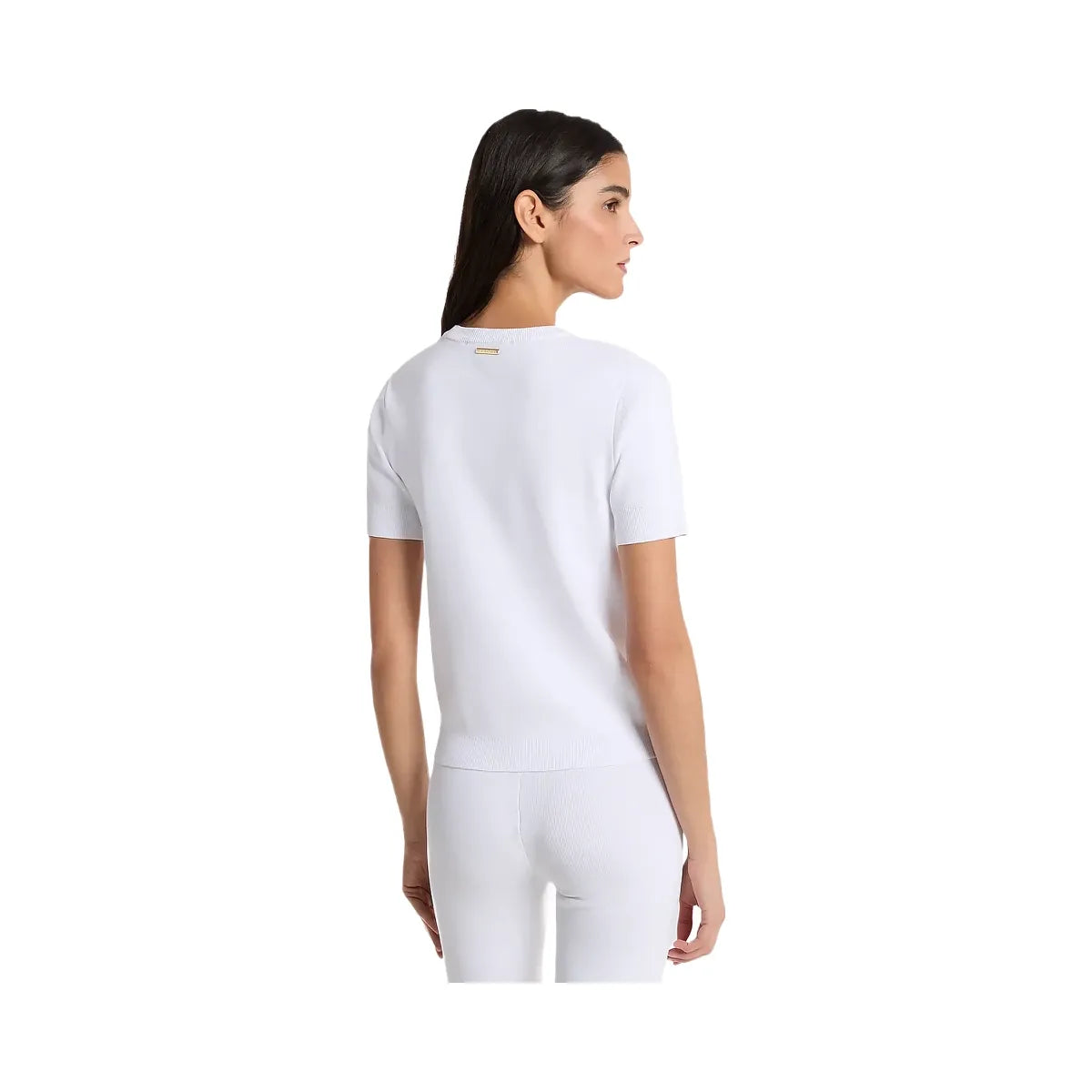 Michael Kors Laser Cut Stretch Knit Top White