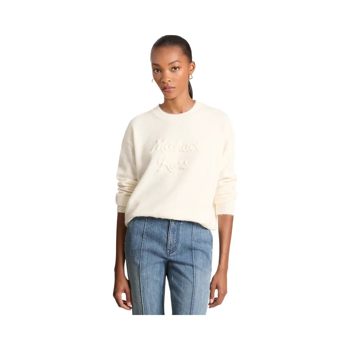 Michael Kors Logo Appliqué Knit Sweater Bone