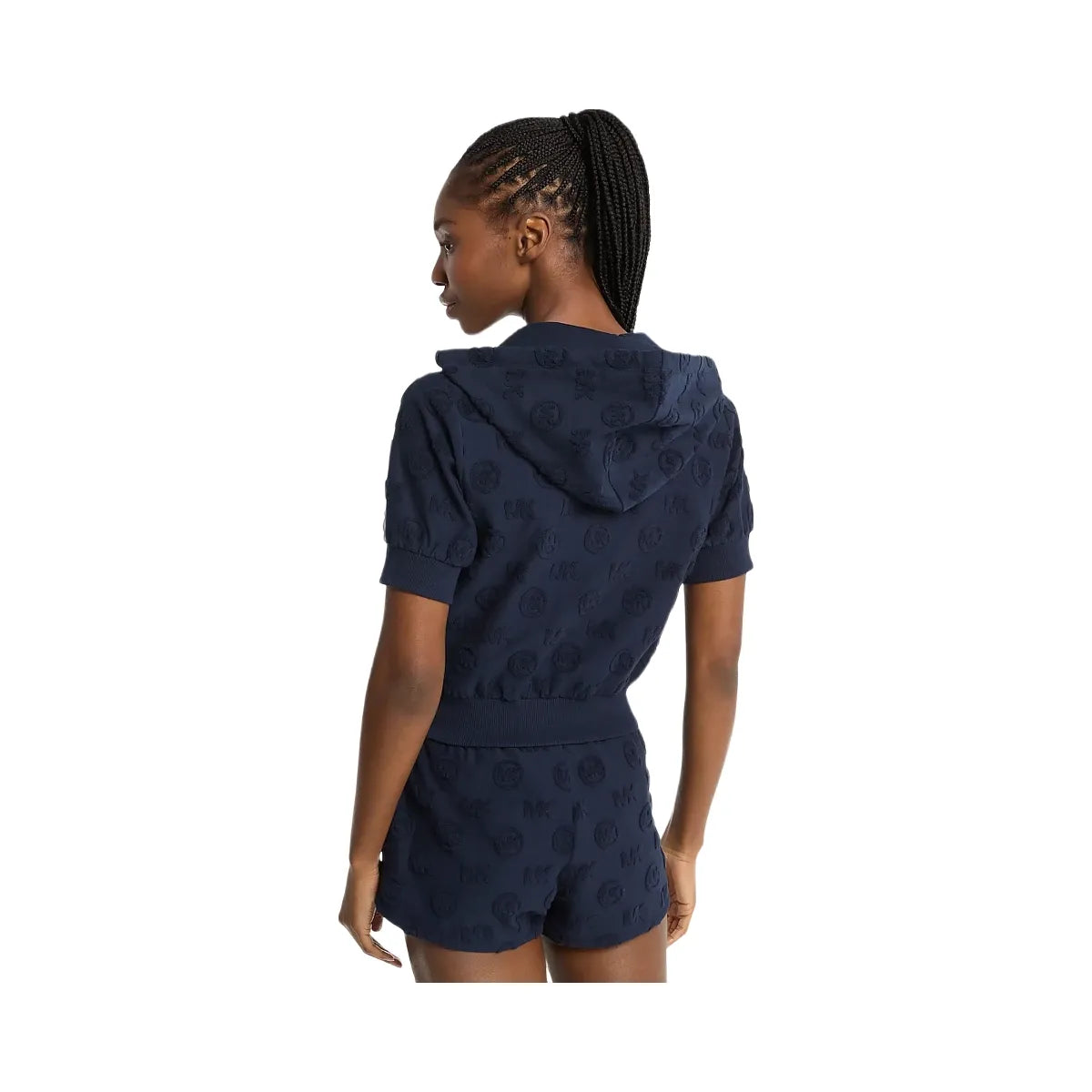 Michael Kors Logo Jacquard Terry Short-Sleeve Jacket Midnightblue