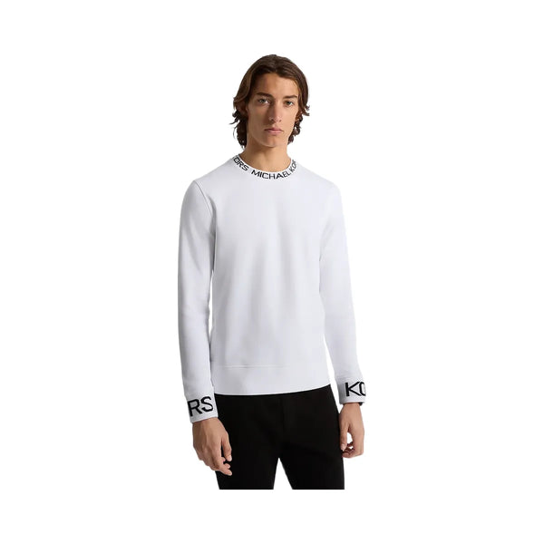 Michael Kors Logo Trim Cotton Blend Sweatshirt White