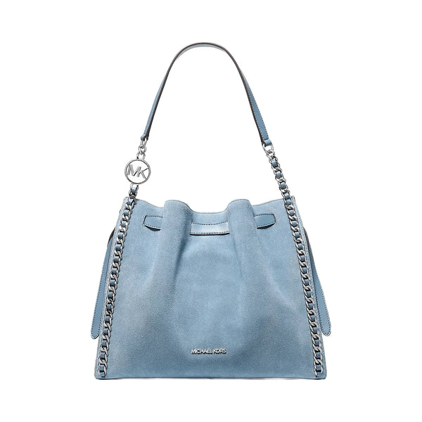 Michael Kors Mina Large Suede Chain Shoulder Bag Denim