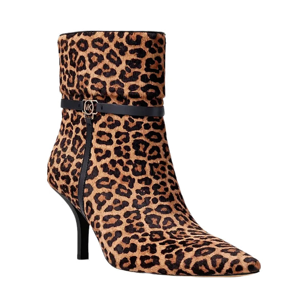 Michael Kors Nalia Leopard Print Calf Hair Boot Dk Camel Mlt