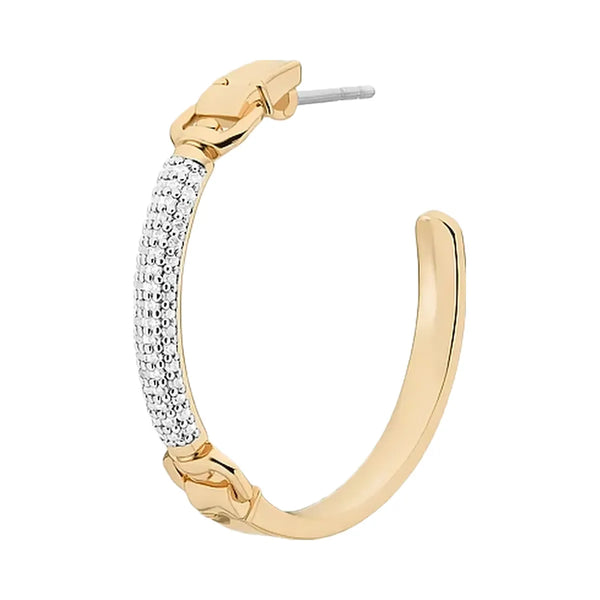 Michael Kors Pavé Horsebit Hoop Earrings Gold