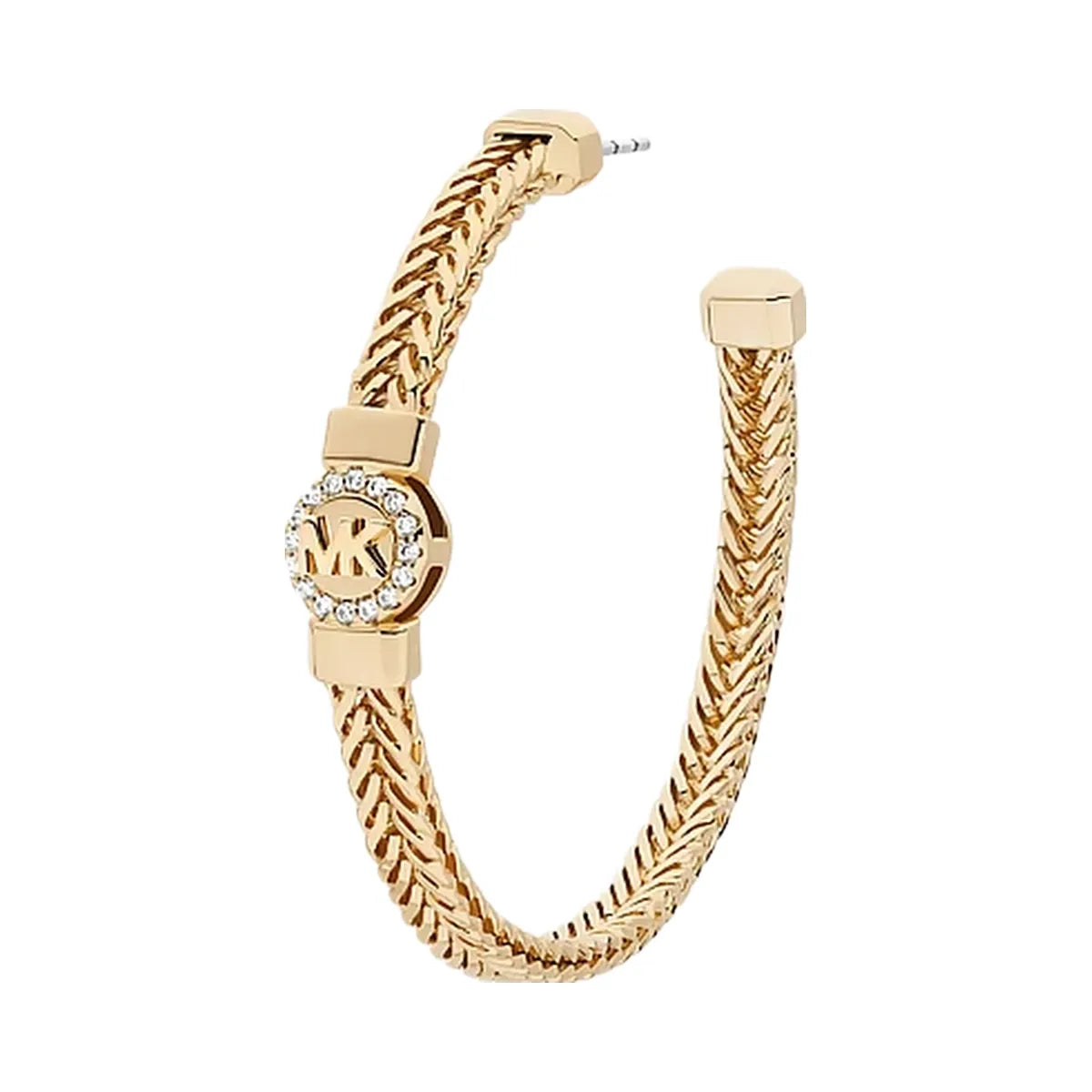 Michael Kors Pavé Logo Foxtail Chain Hoop Earrings Gold