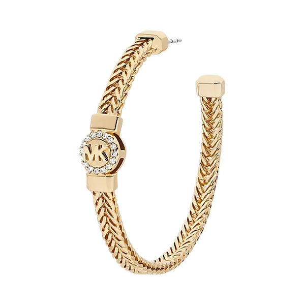 Michael Kors Pavé Logo Foxtail Chain Hoop Earrings Gold