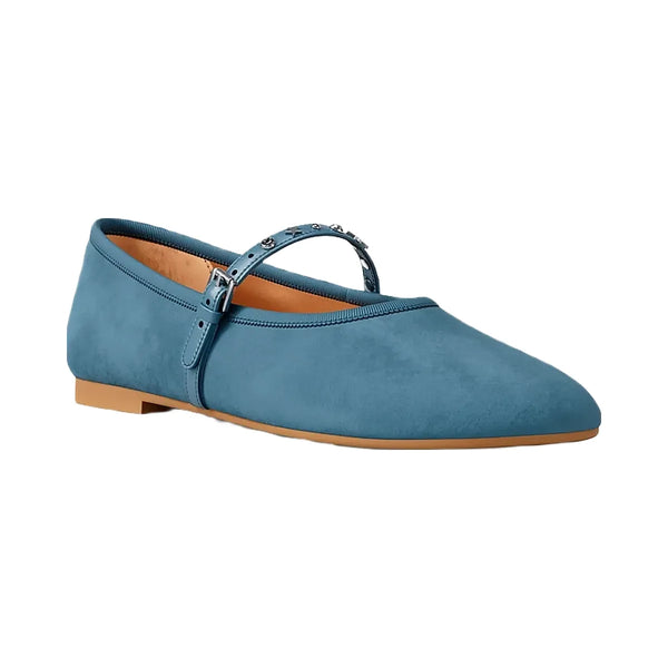 Michael Kors Phoebe Embellished Leather Ballet Flat Denim
