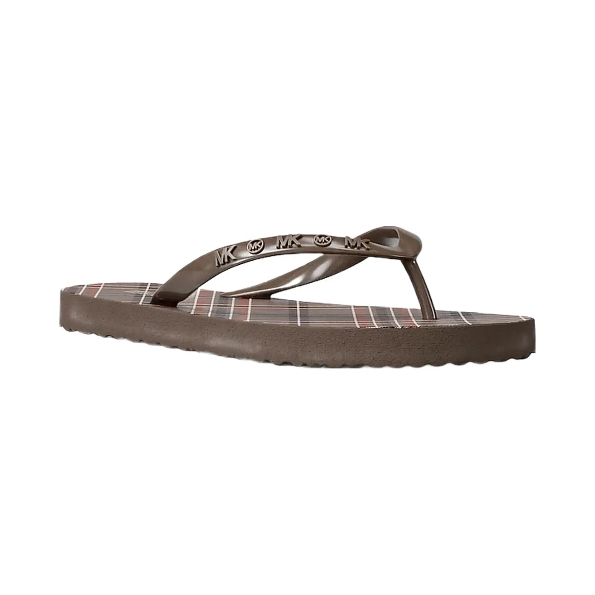 Michael Kors Plaid Print Flip Flop Mushroom