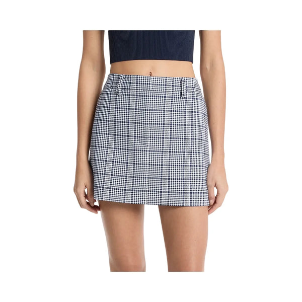 Michael Kors Plaid Stretch Crepe Trouser Mini Skirt Midnightblue