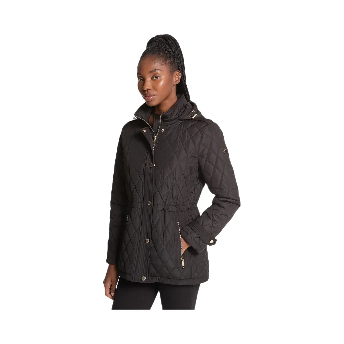 Michael Kors Quilted Hooded Jacket Black