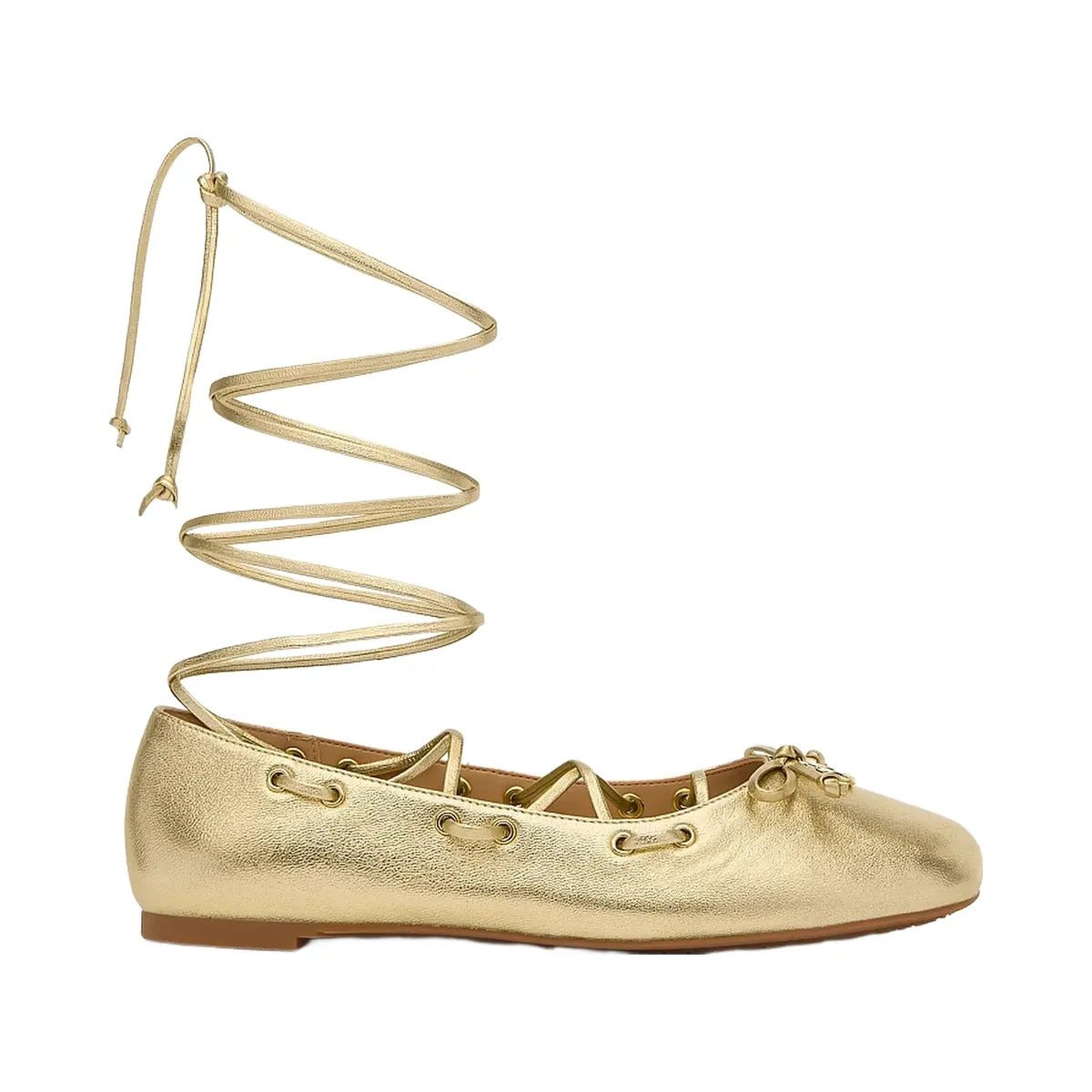 Michael Kors Shae Flex Metallic Leather Ballet Flat Pale Gold