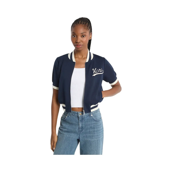 Michael Kors Sporty Piqué Cropped Short-Sleeve Jacket Midnightblue