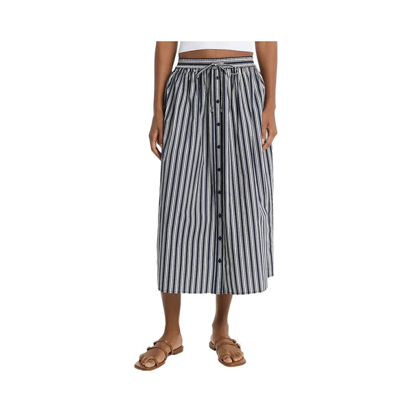 Michael Kors Striped Cotton Poplin Midi Skirt Midnightblue